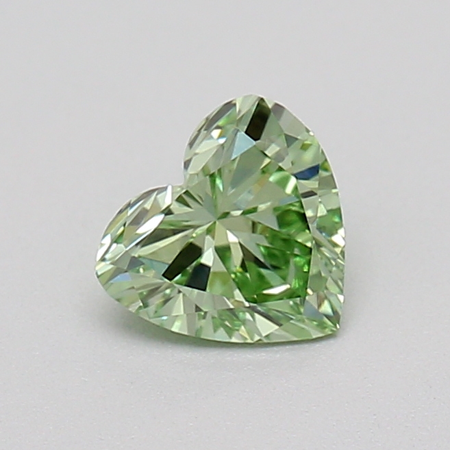 Actual 0.25 carat Fancy Vivid Green Heart lab-grown diamond