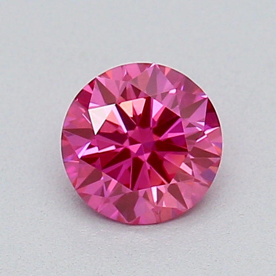 Actual 0.21 carat Vivid Pink Round lab-grown diamond