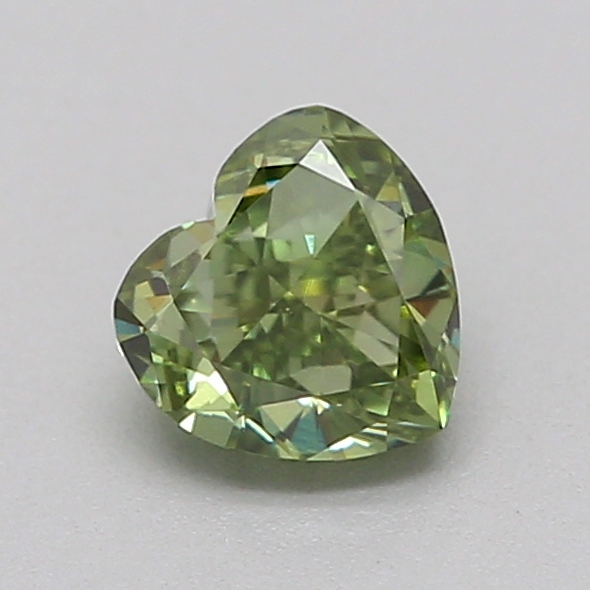 Actual 0.32 carat Fancy Vivid Green Heart lab-grown diamond