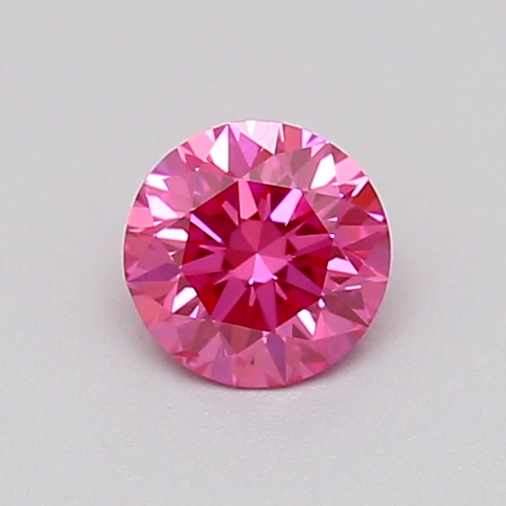 Actual 0.2 carat Vivid Pink Round lab-grown diamond
