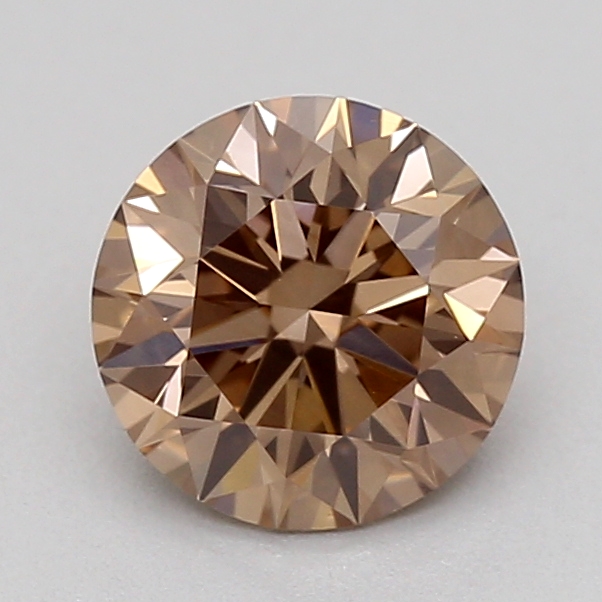 Actual 0.56 carat Fancy Light Brown Round lab-grown diamond