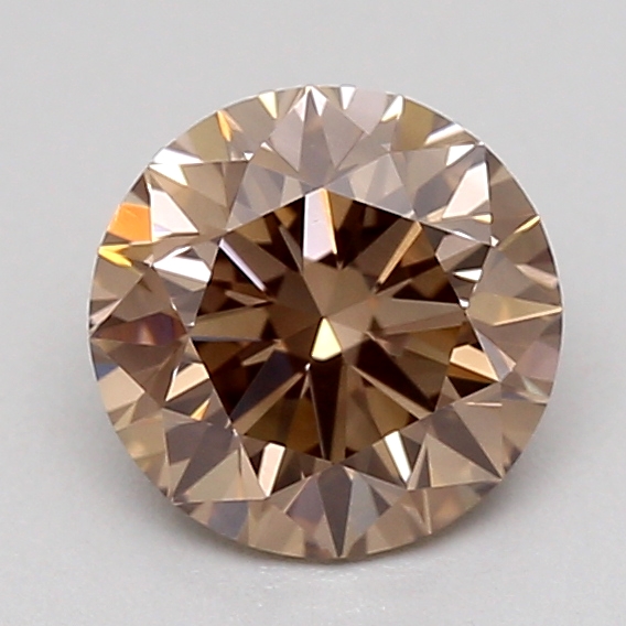 Actual 0.55 carat Fancy Light Brown Round lab-grown diamond