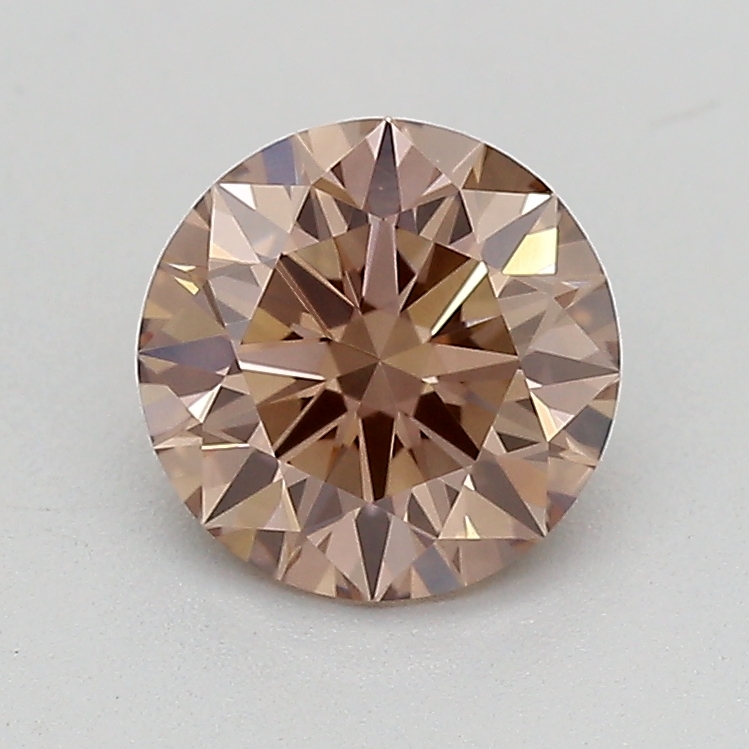 Actual 0.63 carat Fancy Light Brown Round lab-grown diamond