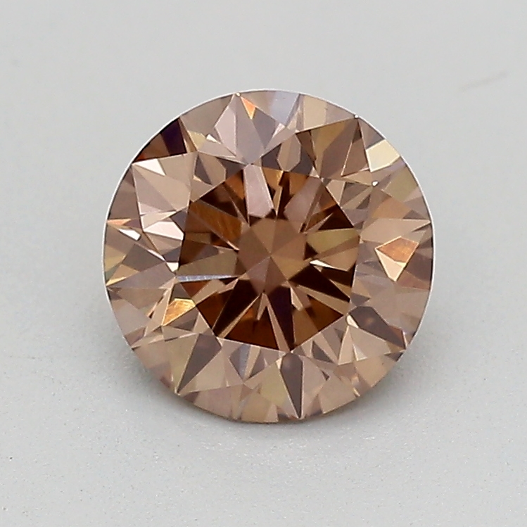 Actual 0.59 carat Fancy Light Brown Round lab-grown diamond