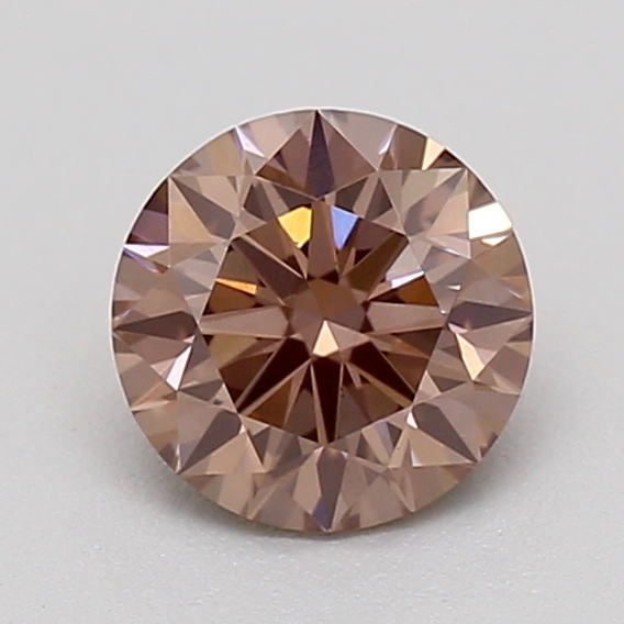 Actual 0.35 carat Fancy Light Brown Round lab-grown diamond