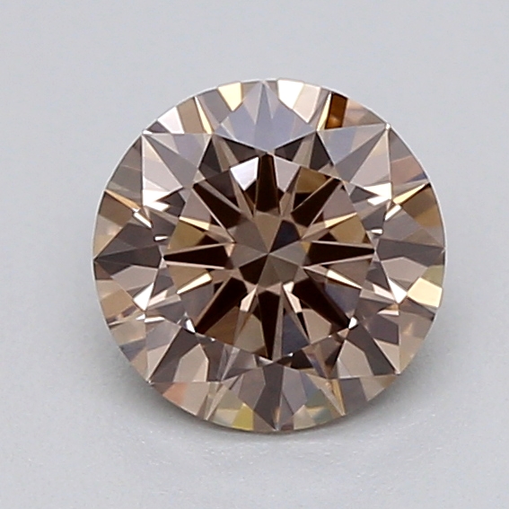 Actual 0.36 carat Fancy Light Brown Round lab-grown diamond