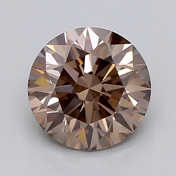 Actual 0.41 carat Fancy Light Brown Round lab-grown diamond