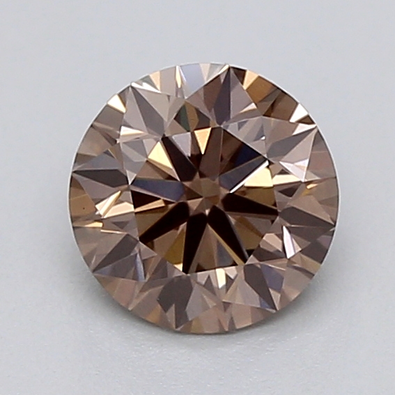 Actual 0.38 carat Fancy Light Brown Round lab-grown diamond