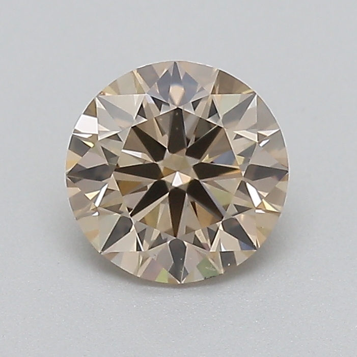 Actual 0.5 carat Light Brown Round lab-grown diamond