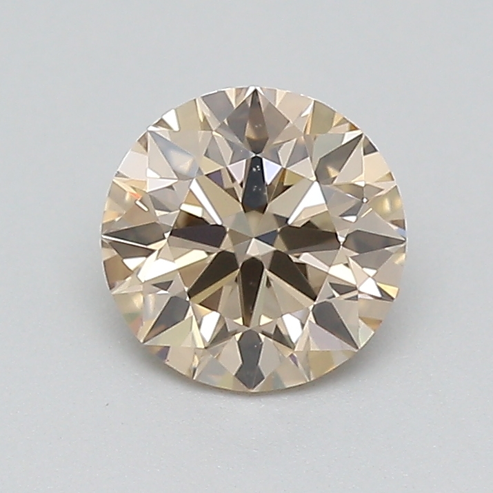 Actual 0.5 carat Light Brown Round lab-grown diamond