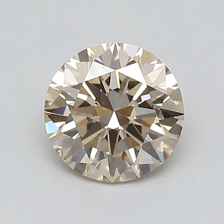 Actual 0.5 carat Light Brown Round lab-grown diamond