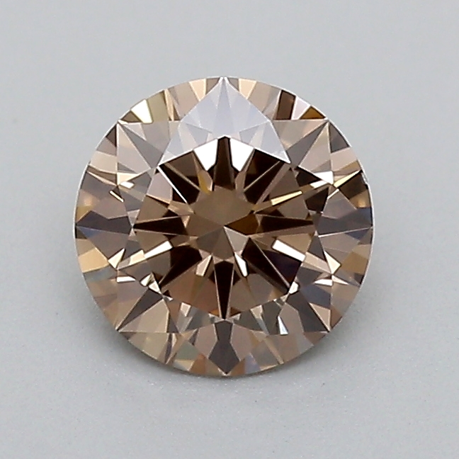 Actual 0.4 carat Fancy Light Brown Round lab-grown diamond