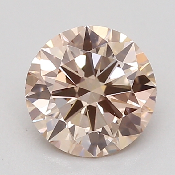Actual 0.45 carat Very Light Brown Round lab-grown diamond