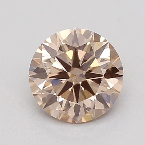 Actual 0.31 carat Very Light Brown Round lab-grown diamond