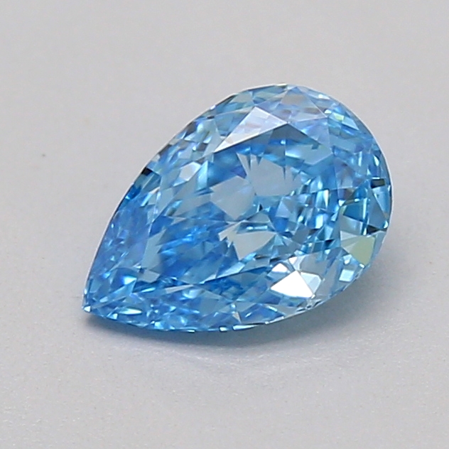 Actual 0.31 carat Fancy Vivid Blue Pear lab-grown diamond