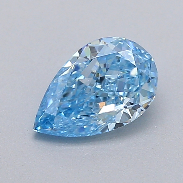 Actual 0.31 carat Fancy Vivid Blue Pear lab-grown diamond