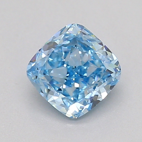 Actual 0.28 carat Fancy Vivid Blue Cushion lab-grown diamond