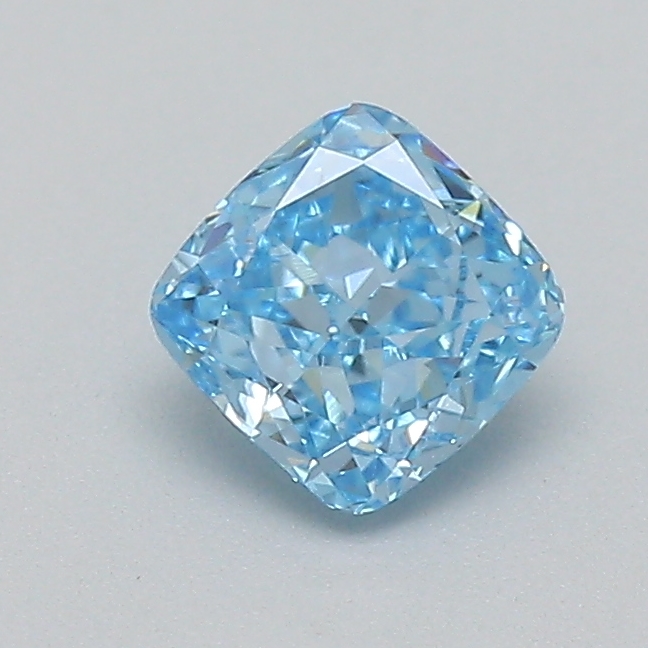 Actual 0.29 carat Fancy Vivid Blue Cushion lab-grown diamond