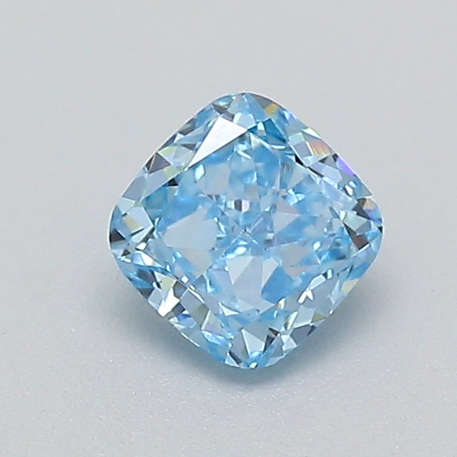Actual 0.27 carat Fancy Vivid Blue Cushion lab-grown diamond