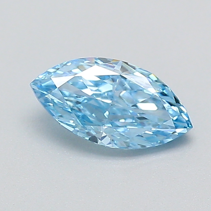 Actual 0.28 carat Fancy Vivid Blue Marquise lab-grown diamond