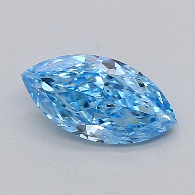 Actual 0.28 carat Fancy Vivid Blue Marquise lab-grown diamond