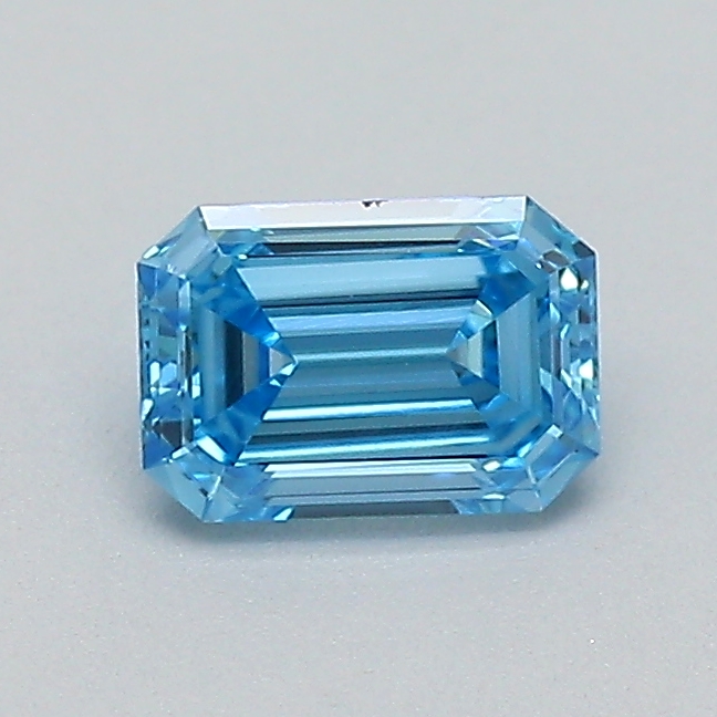 Actual 0.29 carat Fancy Vivid Blue Emerald lab-grown diamond