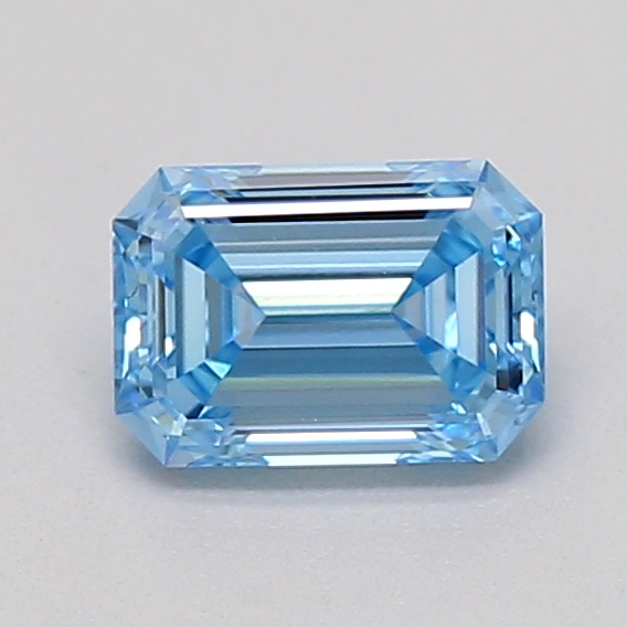 Actual 0.29 carat Fancy Vivid Blue Emerald lab-grown diamond