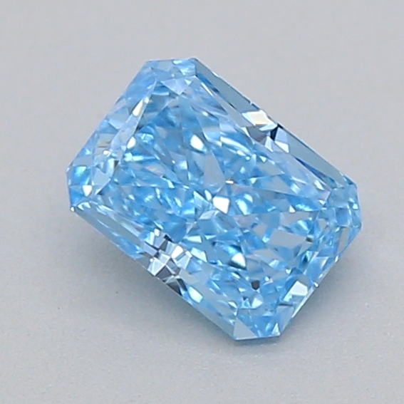 Actual 0.3 carat Fancy Vivid Blue Radiant lab-grown diamond