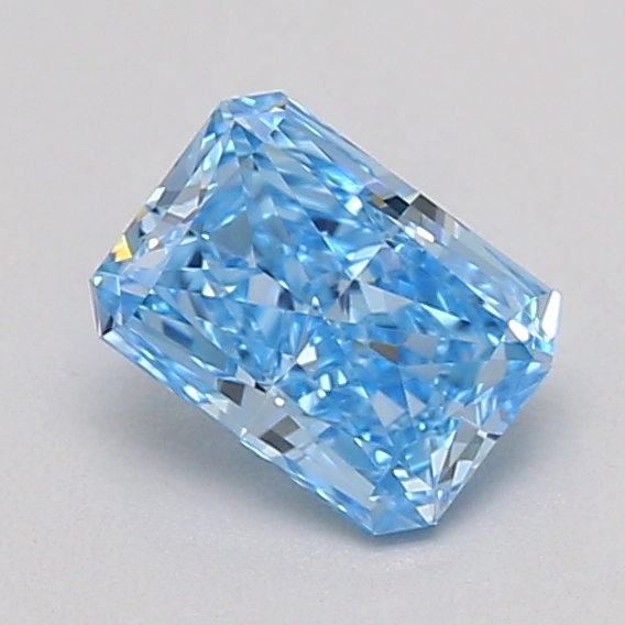Actual 0.3 carat Fancy Vivid Blue Radiant lab-grown diamond