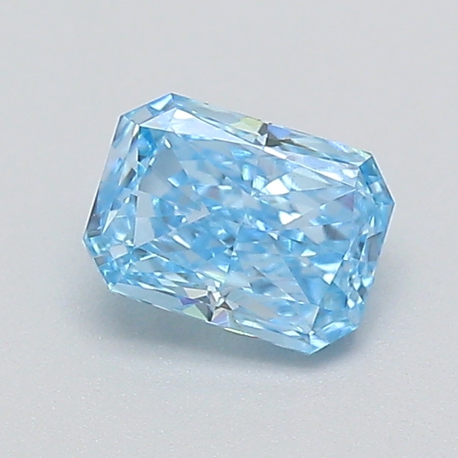Actual 0.3 carat Fancy Vivid Blue Radiant lab-grown diamond