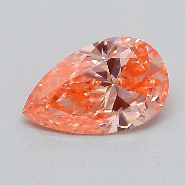 Actual 0.26 carat Fancy Vivid Pink Pear lab-grown diamond