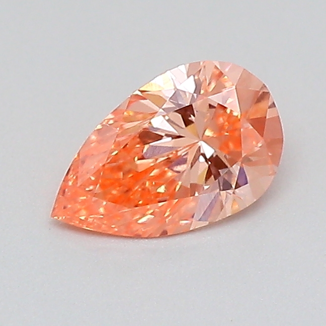 Actual 0.24 carat Fancy Vivid Pink Pear lab-grown diamond