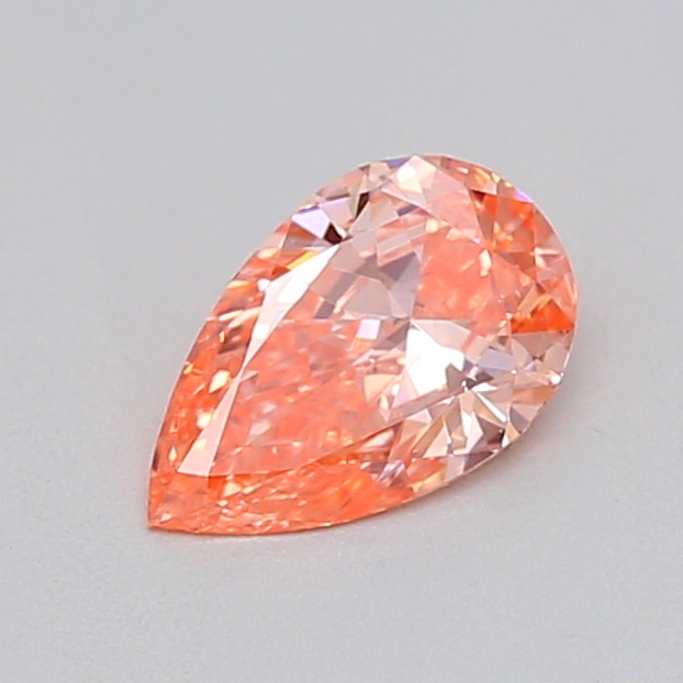Actual 0.21 carat Fancy Vivid Pink Pear lab-grown diamond