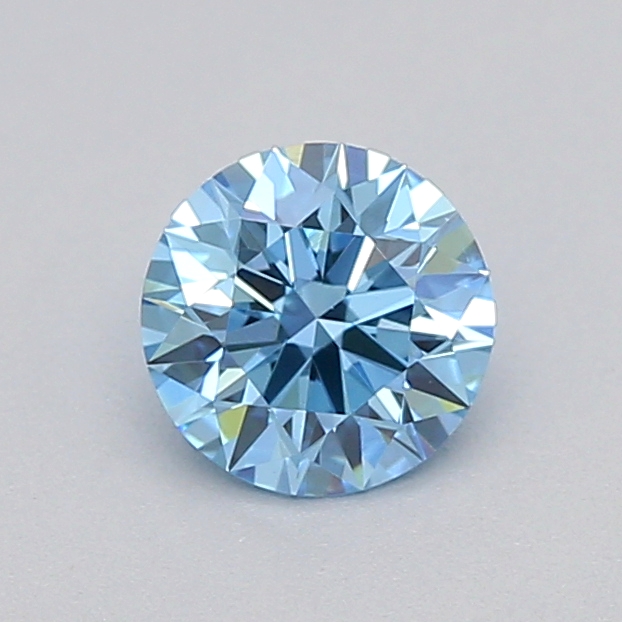 Actual 0.27 carat Fancy Vivid Blue Round lab-grown diamond