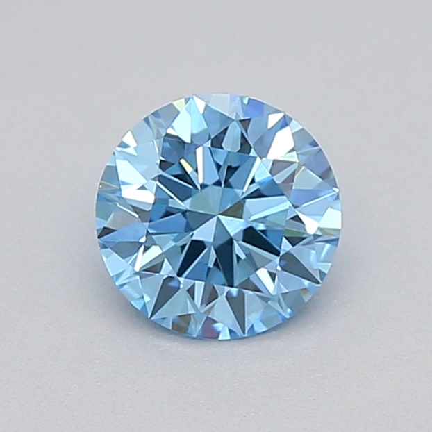 Actual 0.27 carat Fancy Vivid Blue Round lab-grown diamond