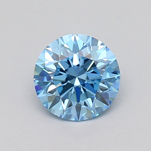 Actual 0.27 carat Fancy Vivid Blue Round lab-grown diamond
