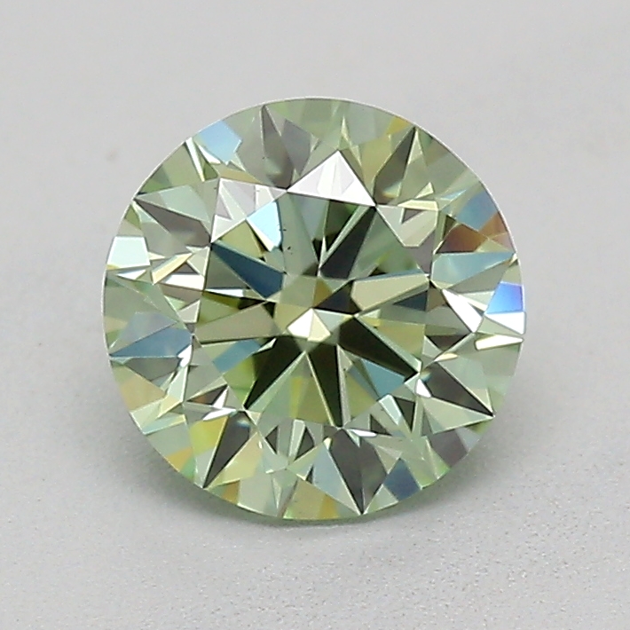 Actual 0.61 carat Intense Green Round lab-grown diamond