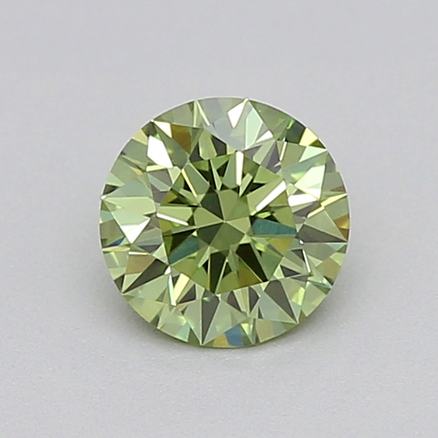 Actual 0.27 carat Vivid Green Round lab-grown diamond