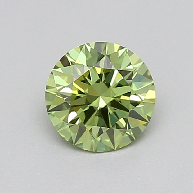 Actual 0.27 carat Fancy Vivid Green Round lab-grown diamond