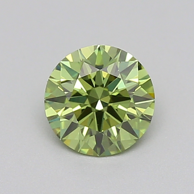Actual 0.27 carat Vivid Green Round lab-grown diamond