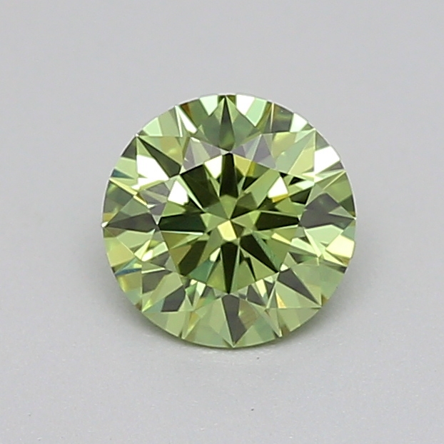 Actual 0.27 carat Vivid Green Round lab-grown diamond