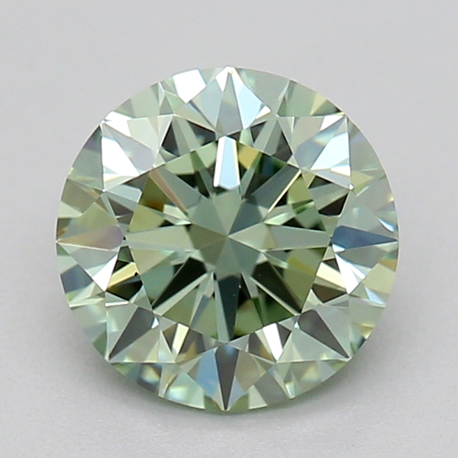 Actual 0.7 carat Vivid Green Round lab-grown diamond