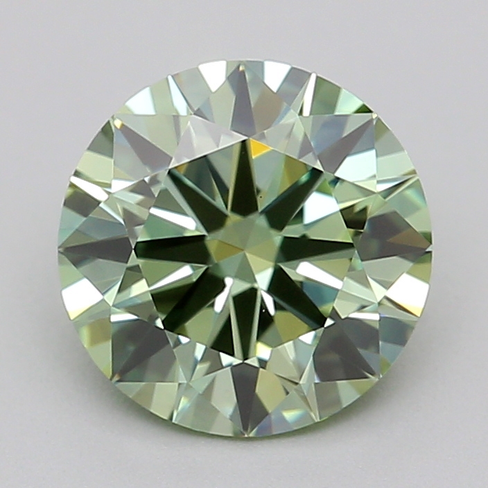 Actual 0.9 carat Vivid Green Round lab-grown diamond