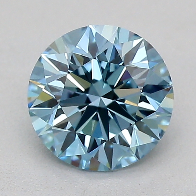 Actual 0.71 carat Vivid Blue Round lab-grown diamond