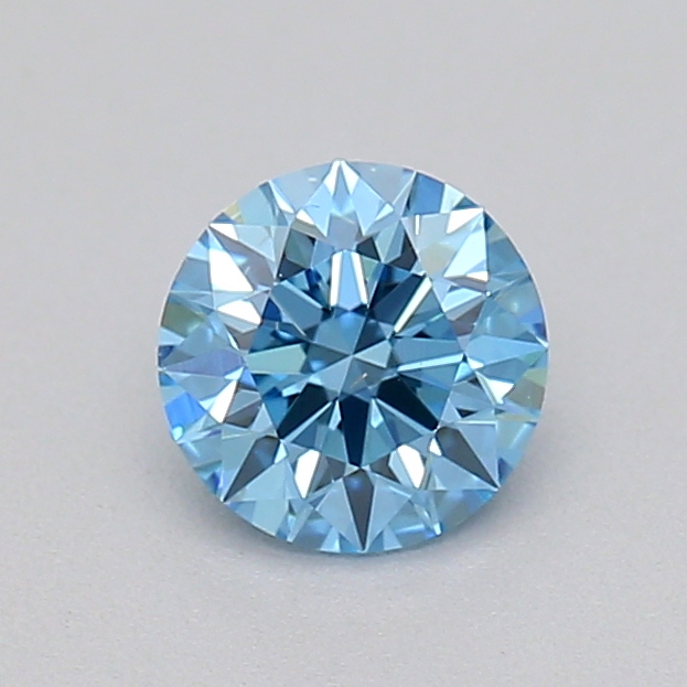 Actual 0.26 carat Fancy Vivid Blue Round lab-grown diamond