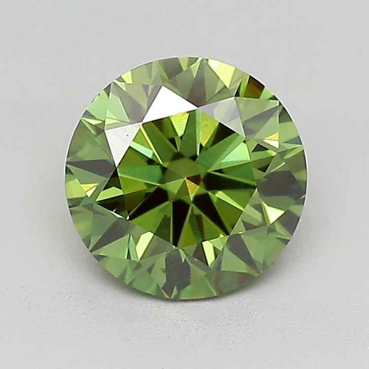 Actual 0.99 carat Vivid Green Round lab-grown diamond
